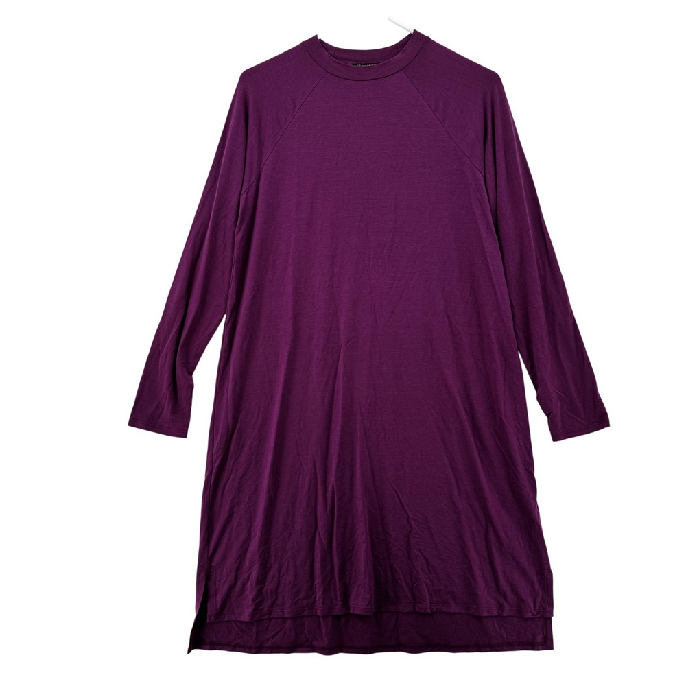 Eileen Fisher Womens XS Purple Crew Neck Long Sleeve A-Line Dress F1FTJ-D4952M